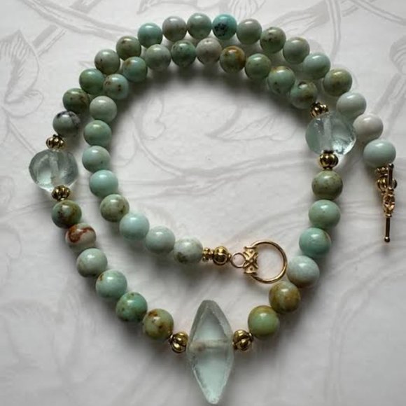 Mongolian Turquoise one of a kind handmade necklace - Picture 1 of 4